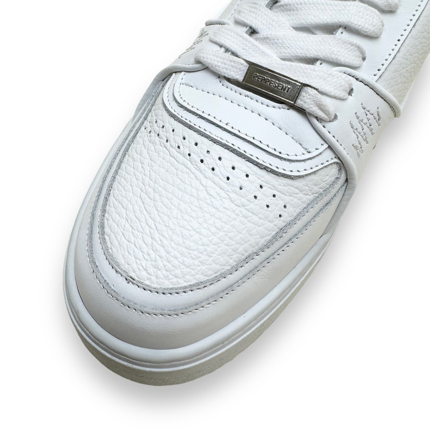 REPRESENT APEX LOW TOP LEATHER SNEAKERS WHITE UK12.5