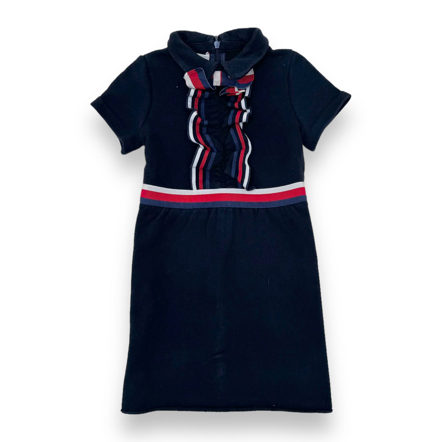 GUCCI COTTON WEB BOW DRESS NAVY AGE4
