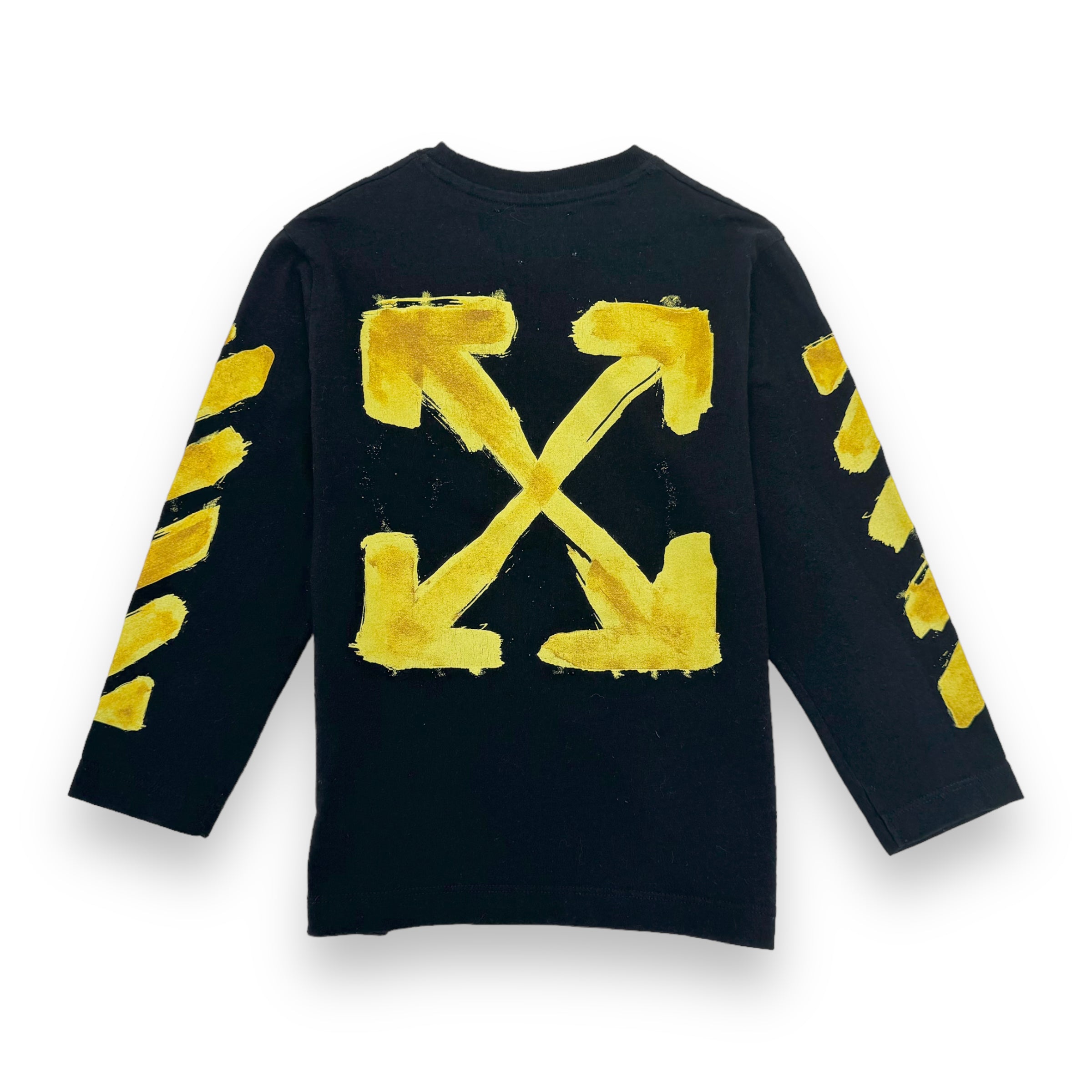 OFF-WHITE LONG-SLEEVE COTTON T-SHIRT BLACK / YELLOW AGE4