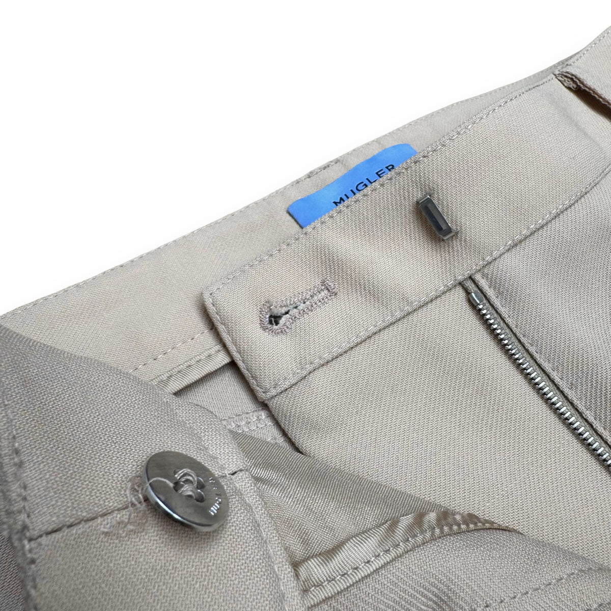 MUGLER CUTOUT HIGH-RISE WOOL STRAIGHT-LEG PANTS CAMEL UK8