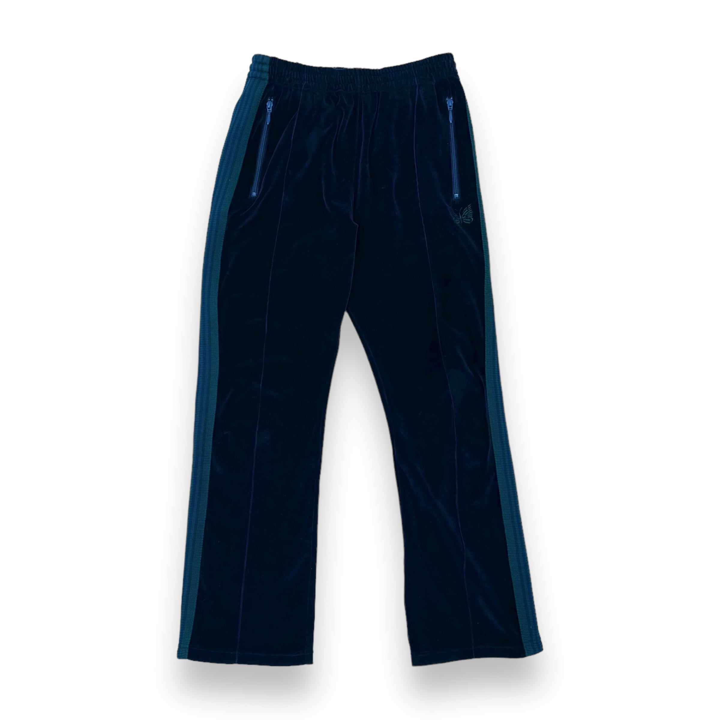 NEEDLES VELOUR TRACK PANTS NAVY / GREEN M