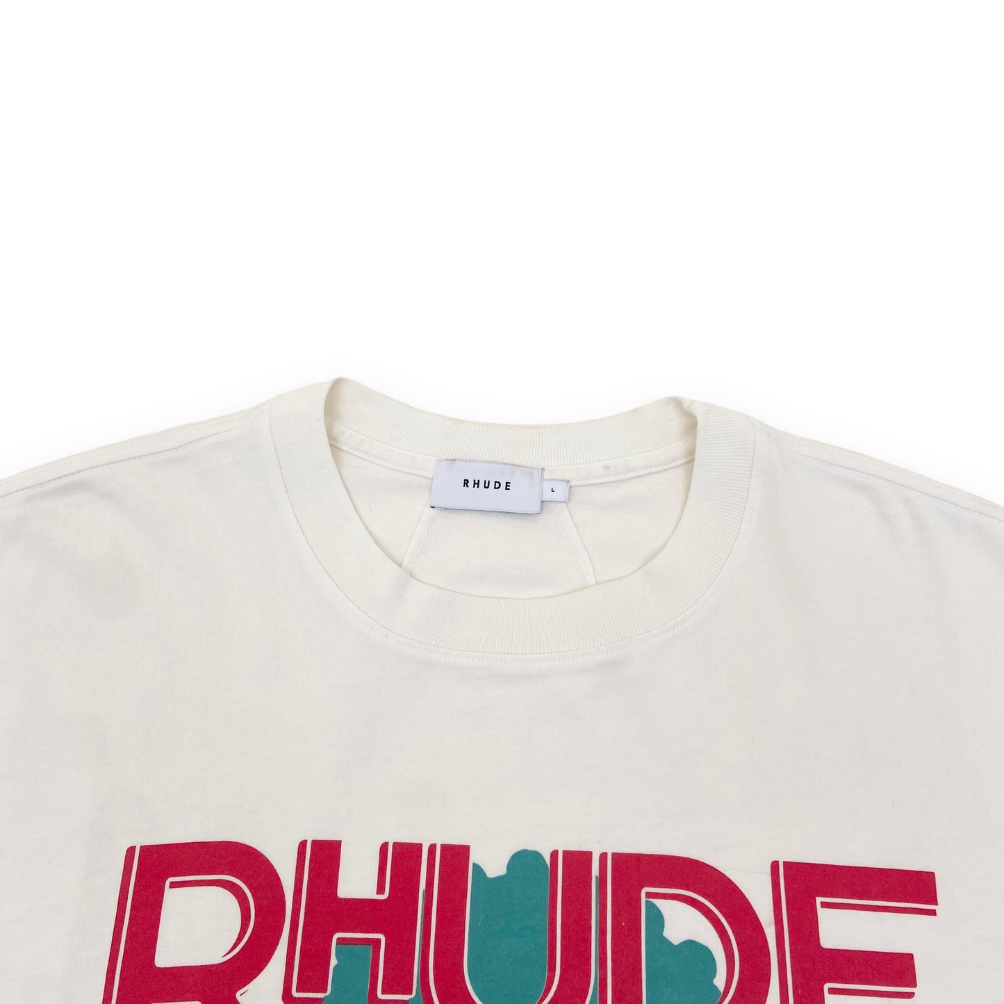 RHUDE ‘NEW MONEY’ GRAPHIC PRINT T-SHIRT CREAM L