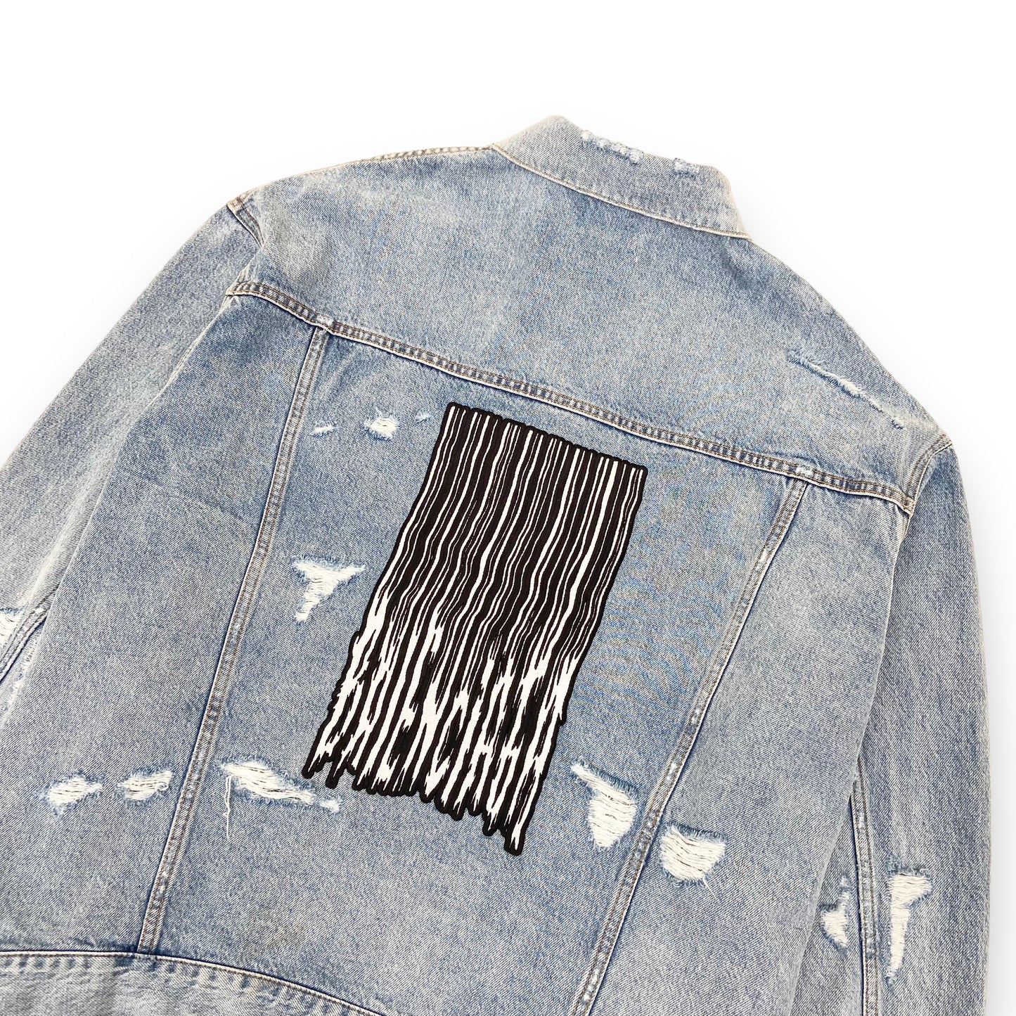 BALENCIAGA OVERSIZED BARCODE LOGO DENIM JACKET BLUE XS