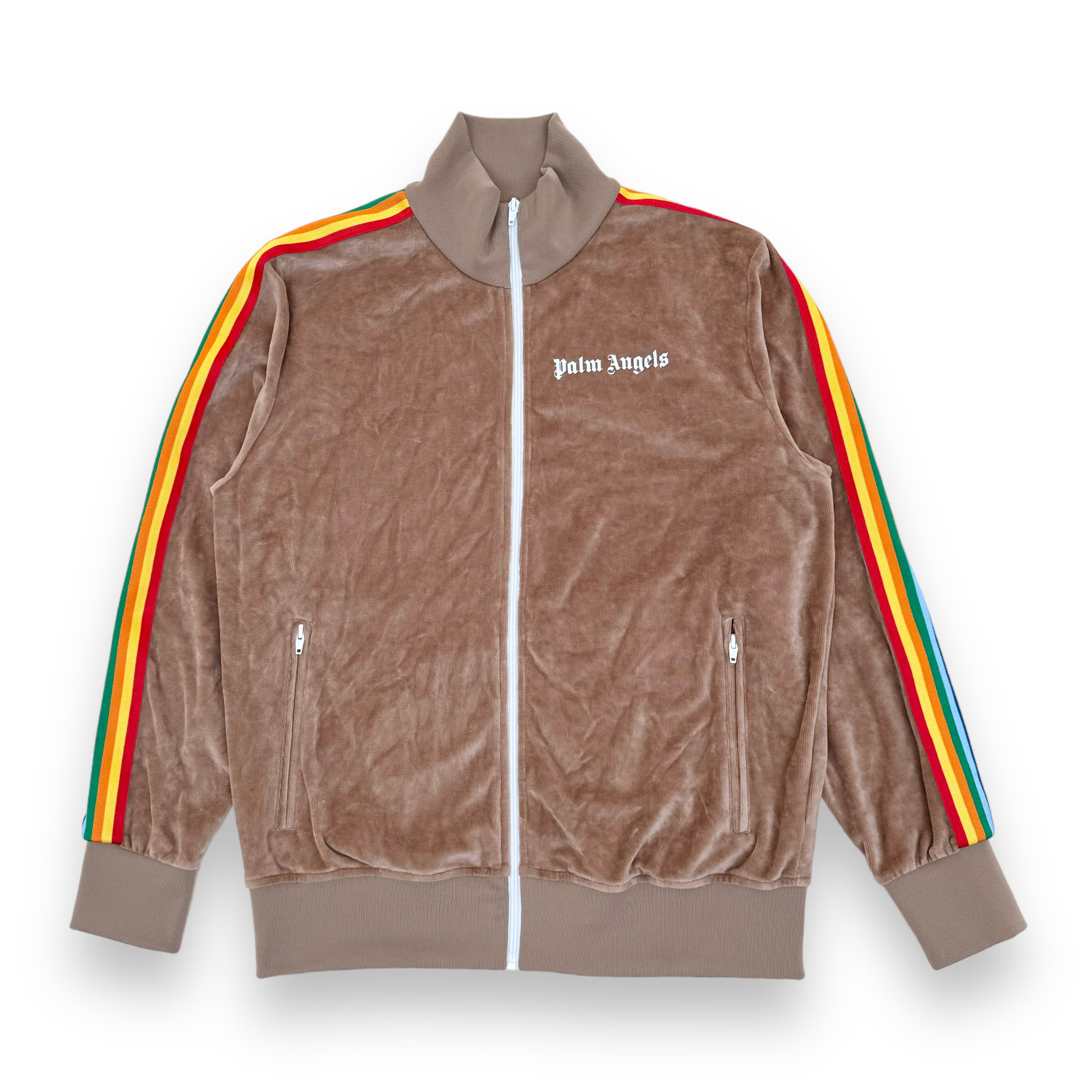 PALM ANGELS VELOUR TRACK JACKET BEIGE XL