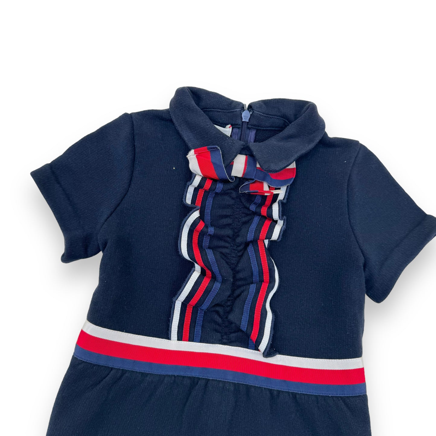 GUCCI COTTON WEB BOW DRESS NAVY AGE4