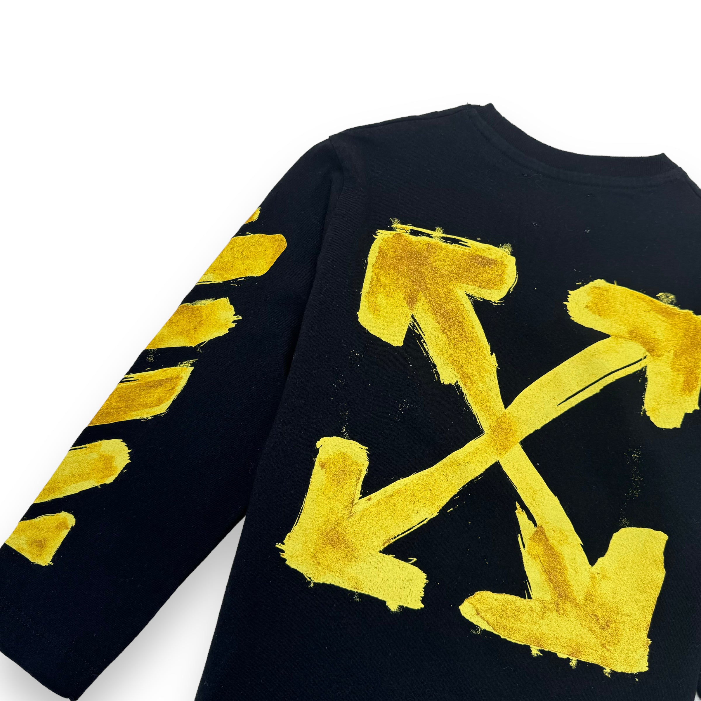 OFF-WHITE LONG-SLEEVE COTTON T-SHIRT BLACK / YELLOW AGE4