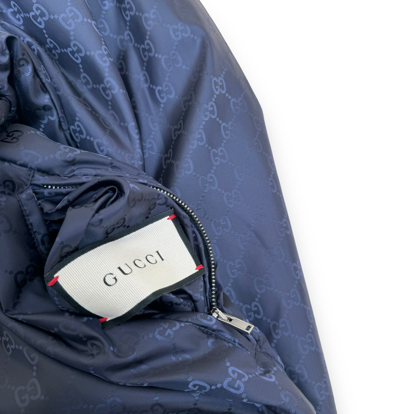 GUCCI GG REVERSIBLE MONOGRAM NYLON BOMBER JACKET RED / BLACK XL