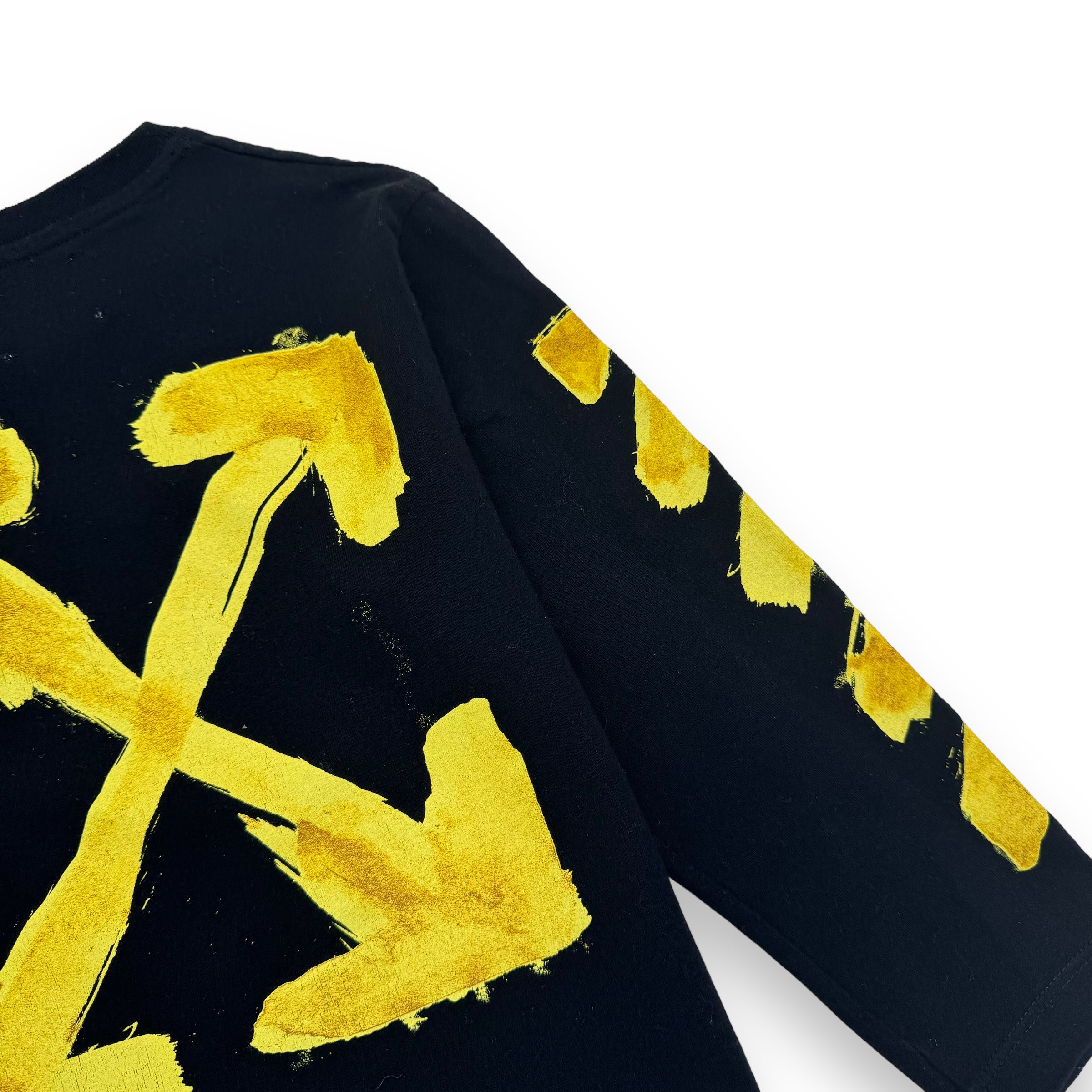 OFF-WHITE LONG-SLEEVE COTTON T-SHIRT BLACK / YELLOW AGE4