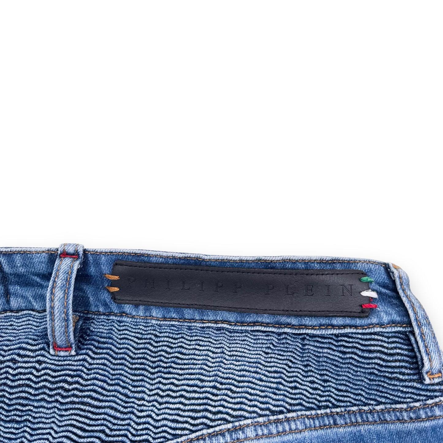 PHILIPP PLEIN BIKER DENIM JEANS BLUE 31W