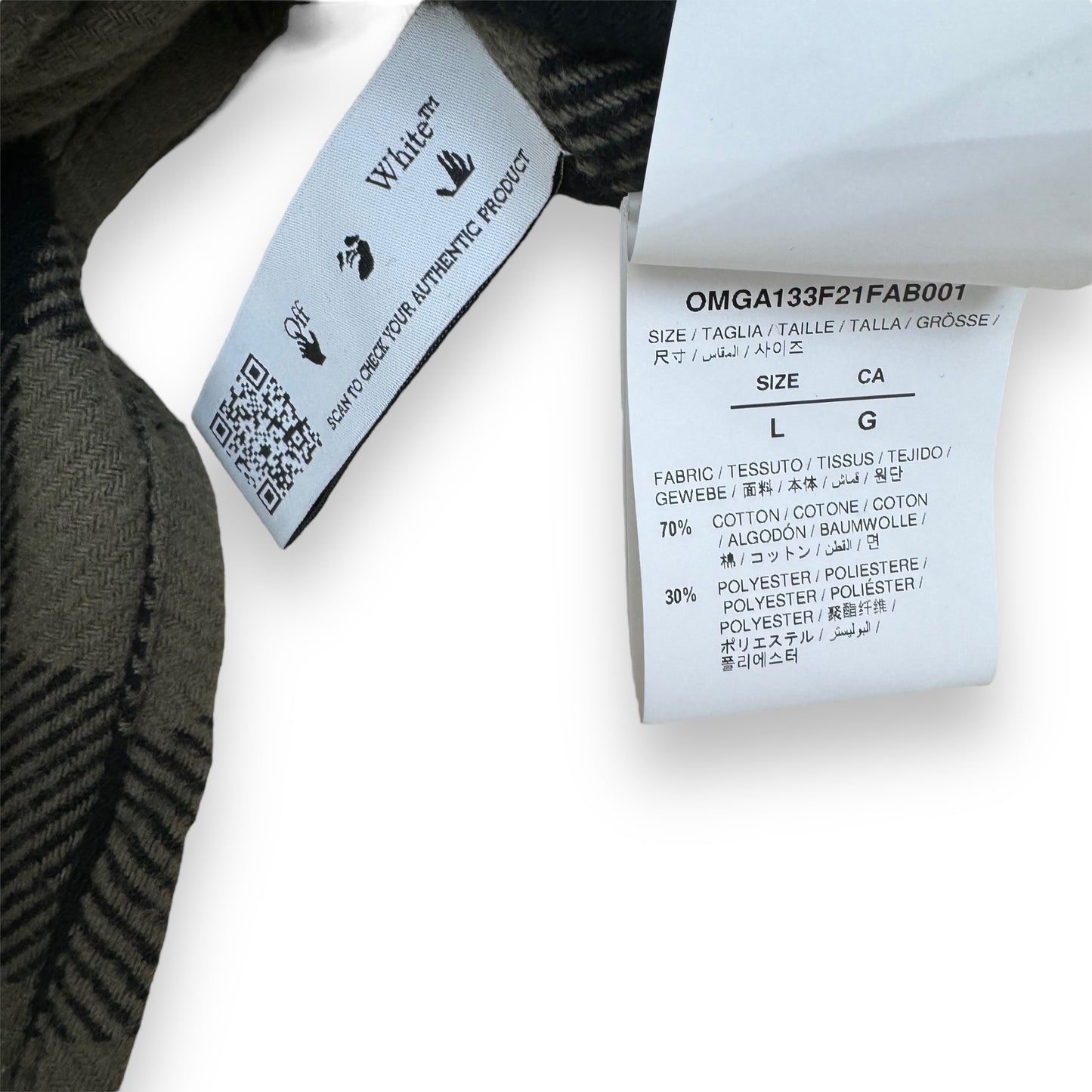 OFF-WHITE CHECKED LOGO EMBROIDERED FLANNEL SHIRT GREEN / BLACK L