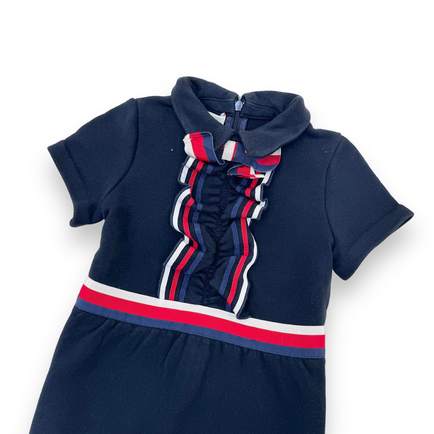 GUCCI COTTON WEB BOW DRESS NAVY AGE4