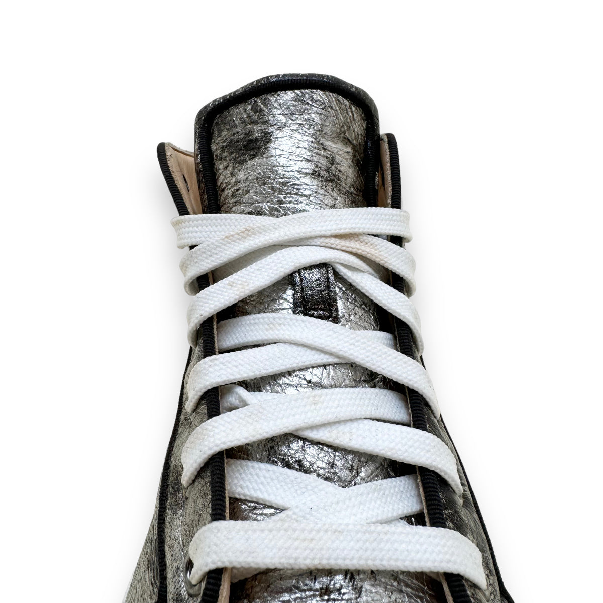 CHRISTIAN LOUBOUTIN HIGH TOP SNEAKERS SILVER UK9