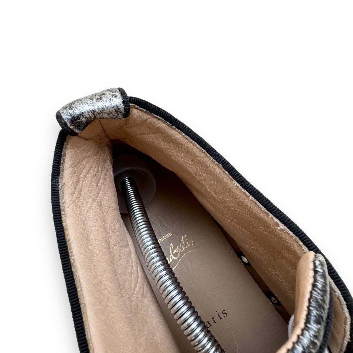 CHRISTIAN LOUBOUTIN HIGH TOP SNEAKERS SILVER UK9