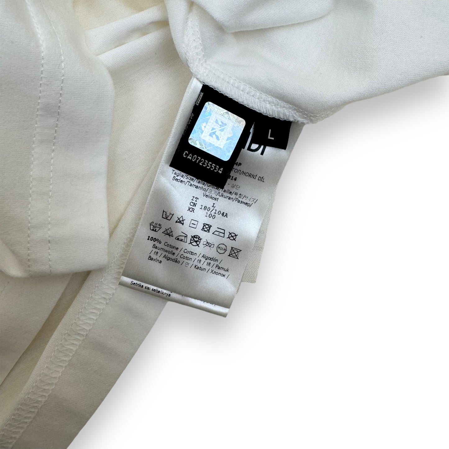 FENDI RUBBERISED LOGO T-SHIRT WHITE L