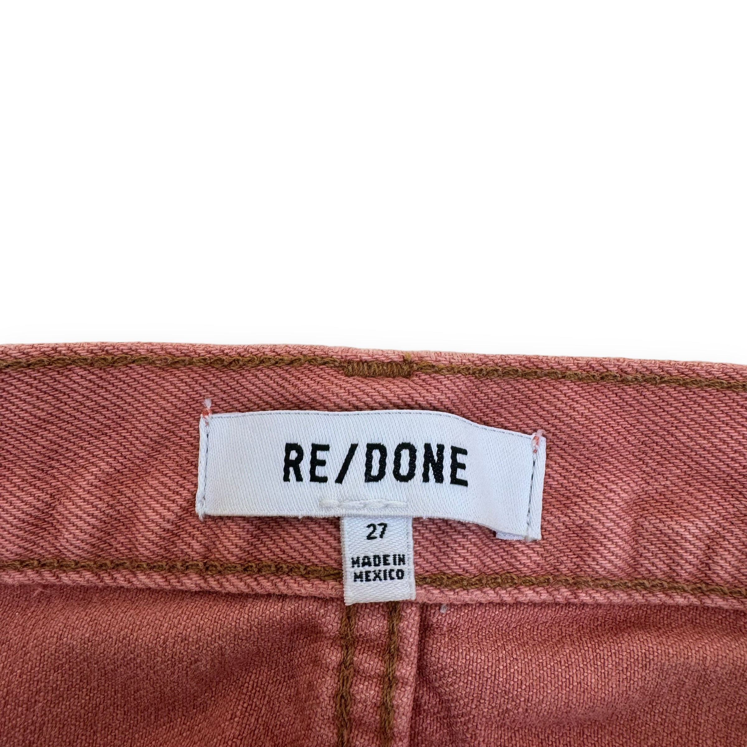 RE-DONE 70’S HIGH RISE STOVE PIPE RAW WASHED DENIM JEANS SALMON 27”