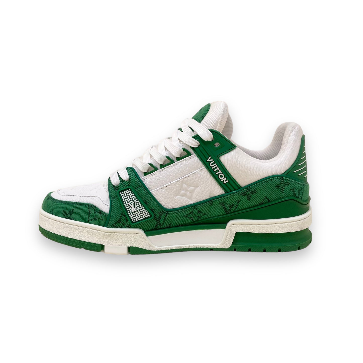 LOUIS VUITTON LV MONOGRAM DENIM SNEAKERS GREEN UK6.5