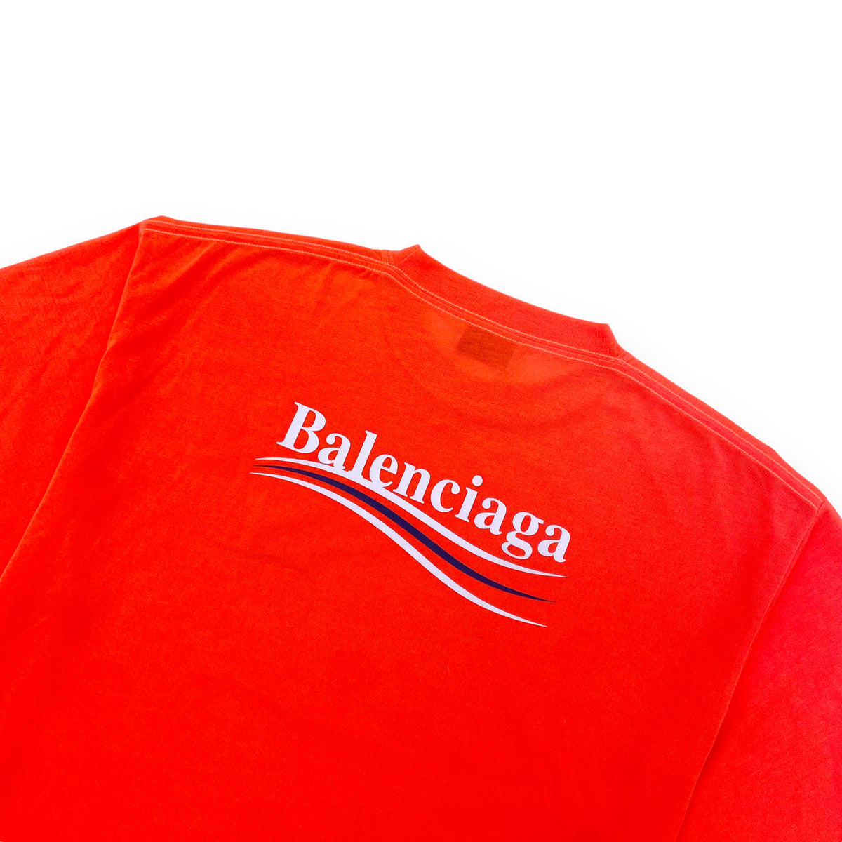 BALENCIAGA OVERSIZED POLITICAL LOGO T-SHIRT NEON ORANGE XS