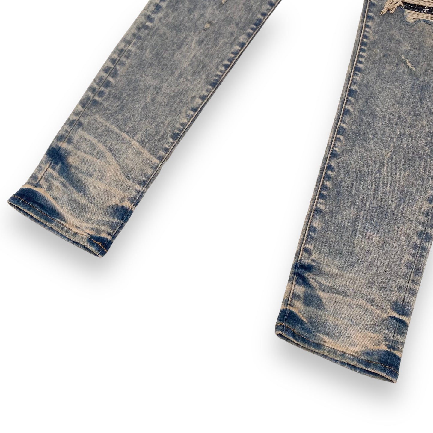 AMIRI MX1 SKINNY-FIT BANDANA DISTRESSED DENIM JEANS BLUE 33W