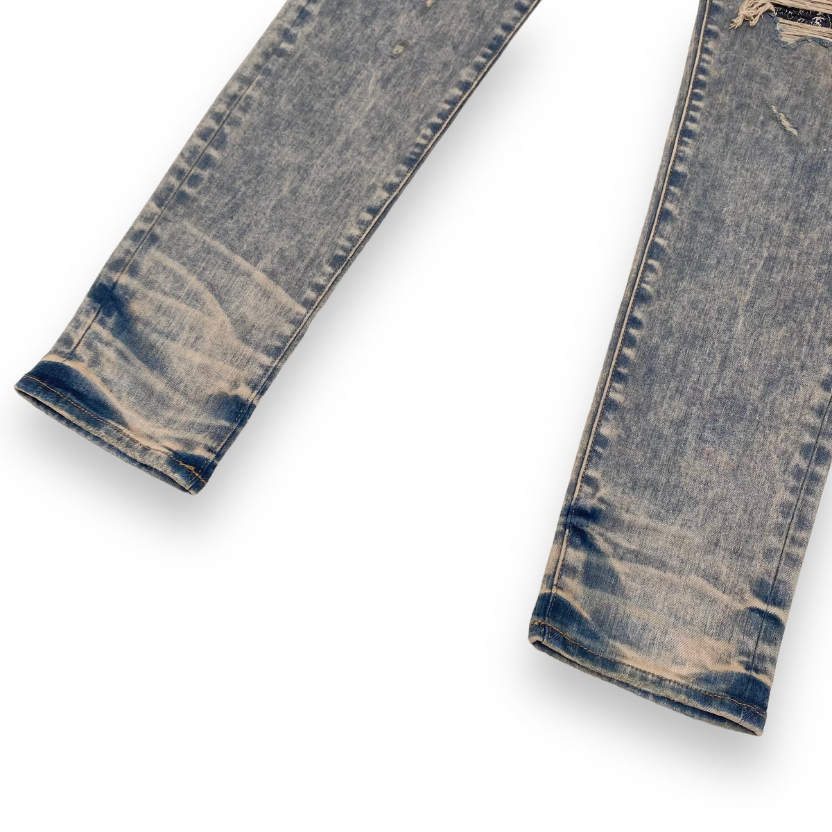 AMIRI MX1 SKINNY-FIT BANDANA DISTRESSED DENIM JEANS BLUE 33W