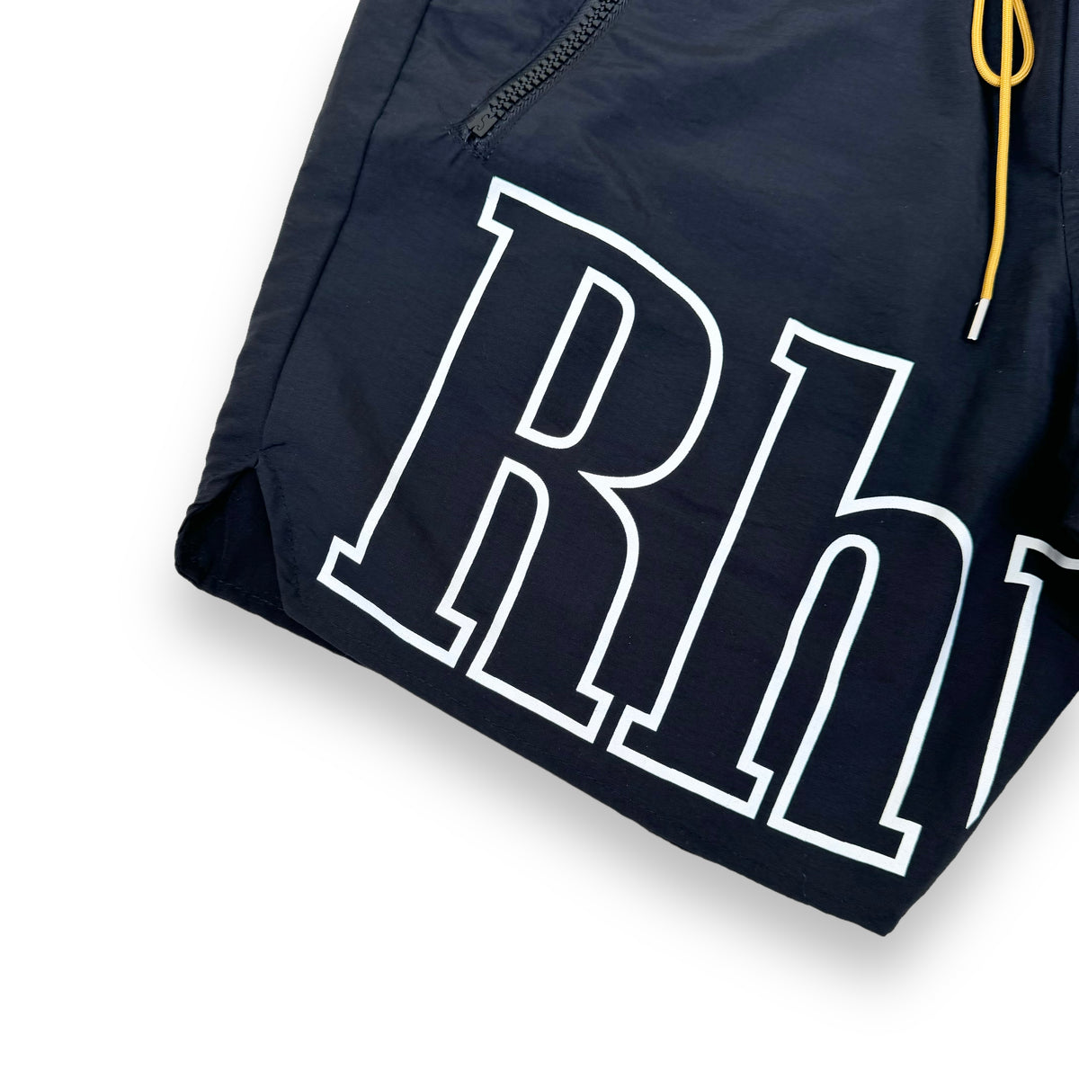 RHUDE OUTLINE NYLON SHORTS BLACK / WHITE L
