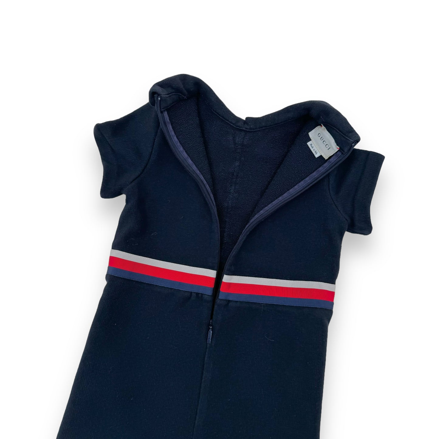 GUCCI COTTON WEB BOW DRESS NAVY AGE4