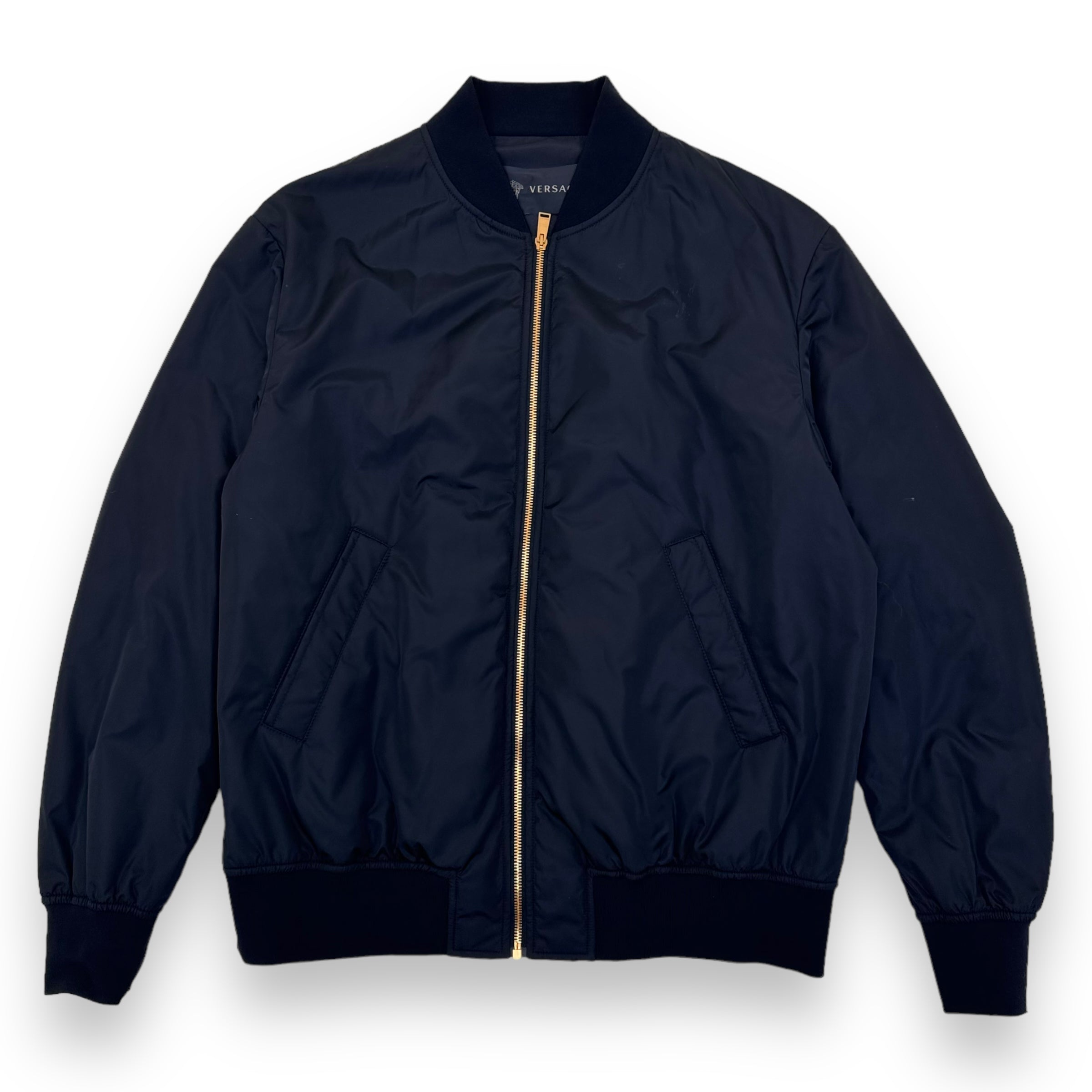 VERSACE ZIP-UP LOGO PRINT BOMBER JACKET BLACK XL