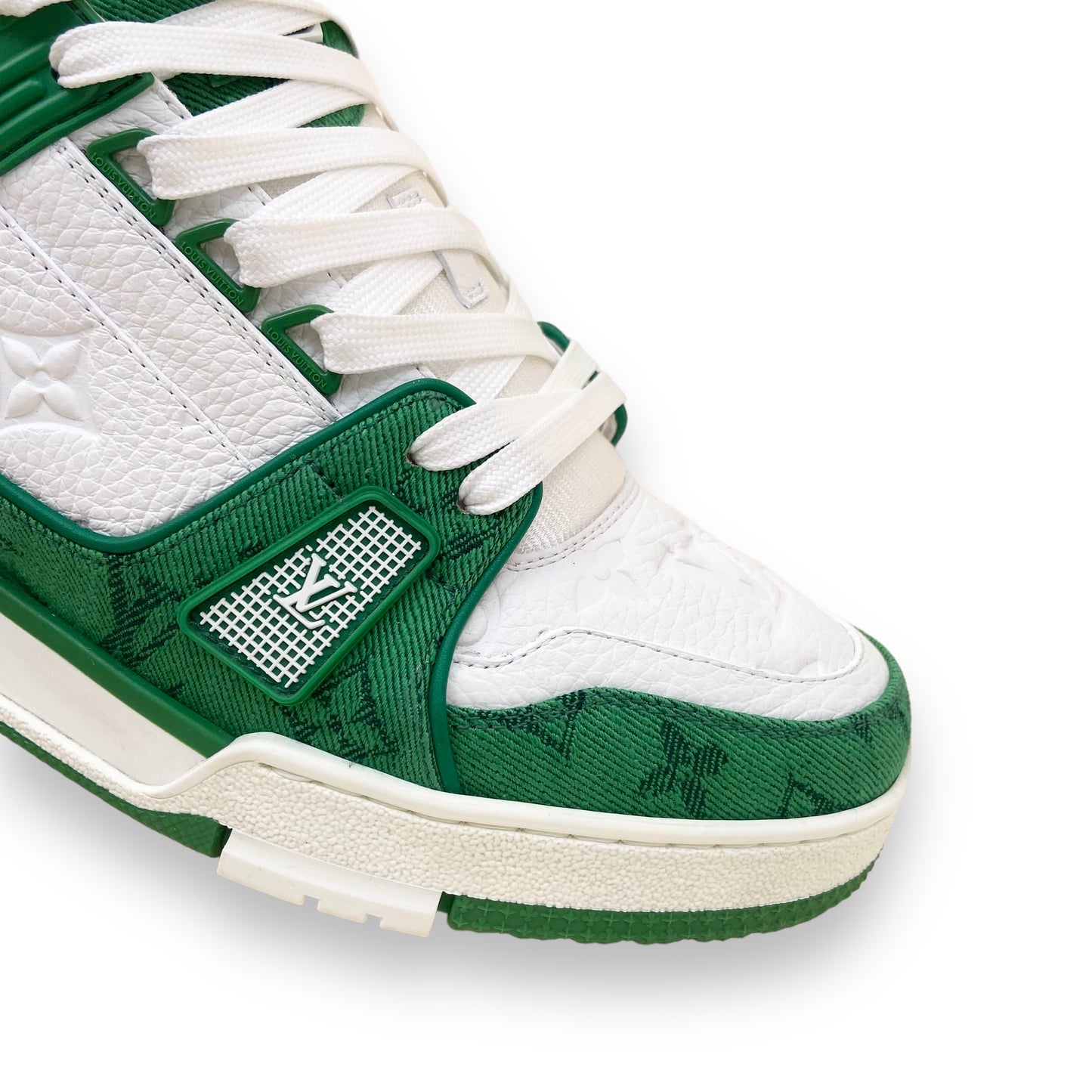 LOUIS VUITTON LV MONOGRAM DENIM SNEAKERS GREEN UK6.5