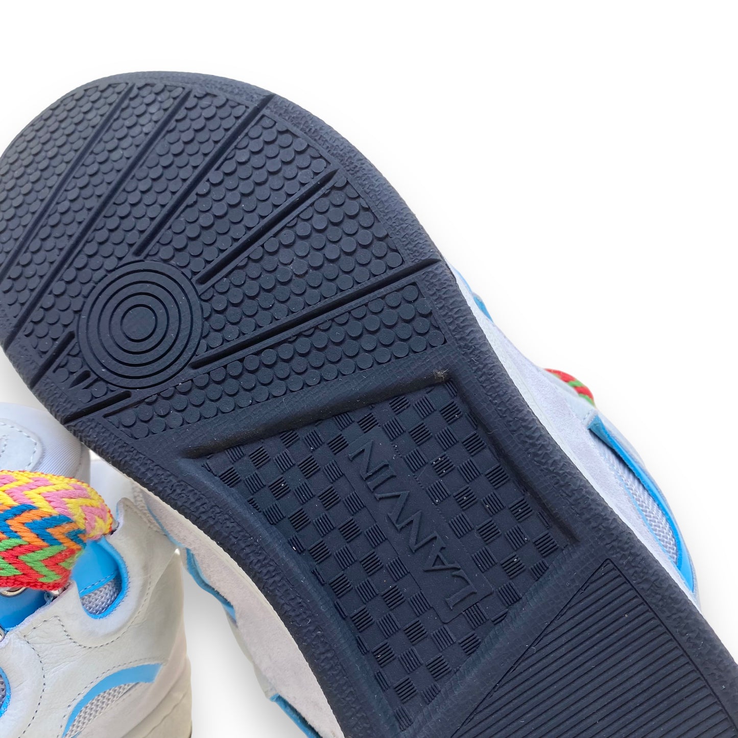 LANVIN CURB SUEDE TRIM SNEAKERS WHITE UK10.5