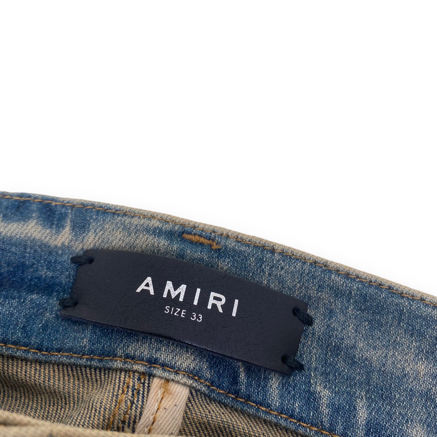AMIRI MX1 SKINNY-FIT BANDANA DISTRESSED DENIM JEANS BLUE 33W