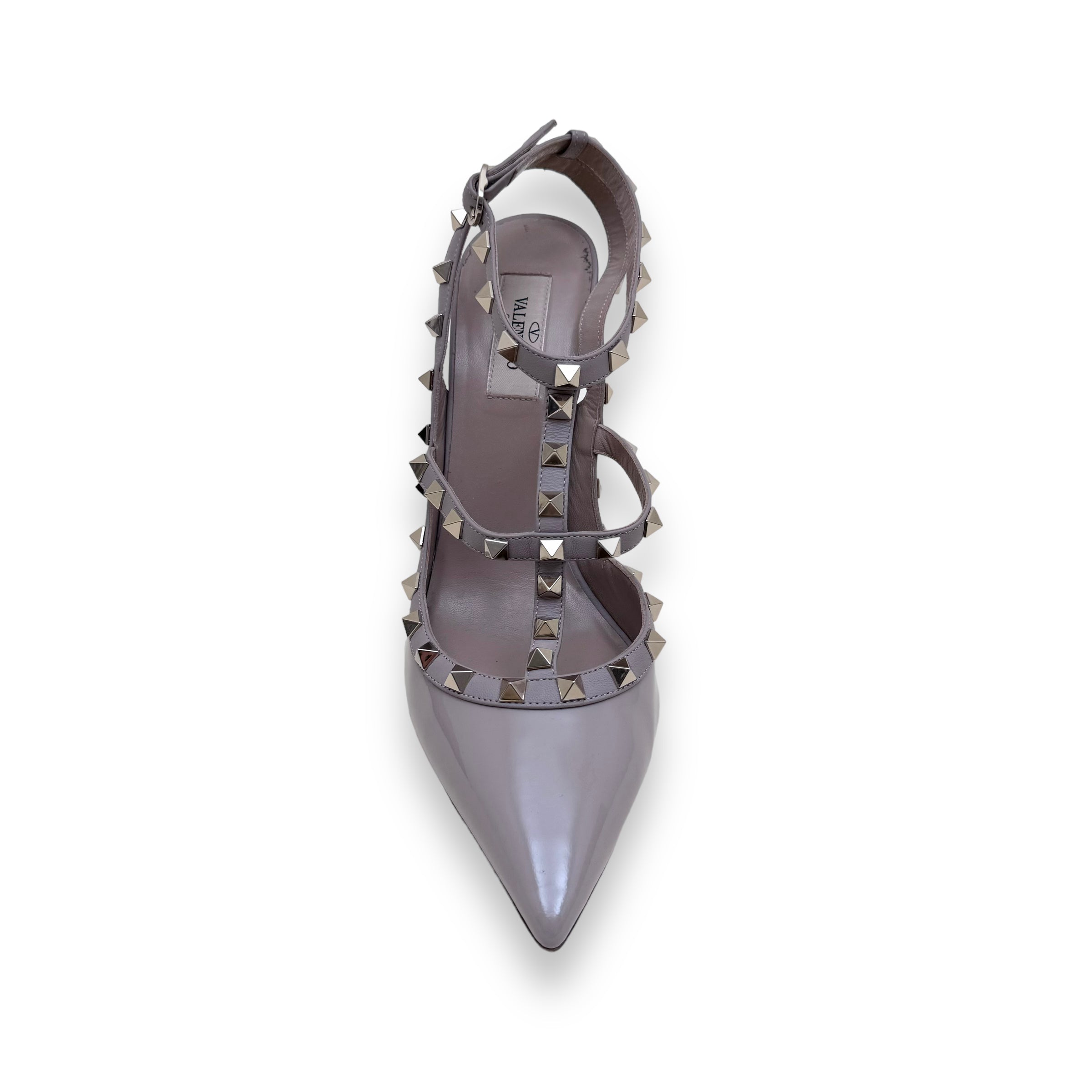VALENTINO GARAVANI ROCKSTUD 100 PATENT LEATHER PUMPS PINK UK8