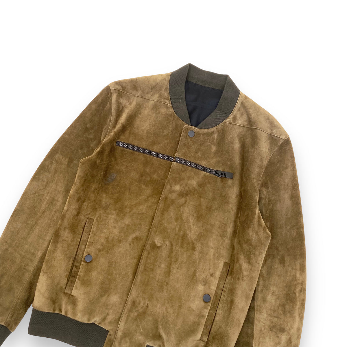 BALENCIAGA SUEDE BOMBER JACKET KHAKI XS