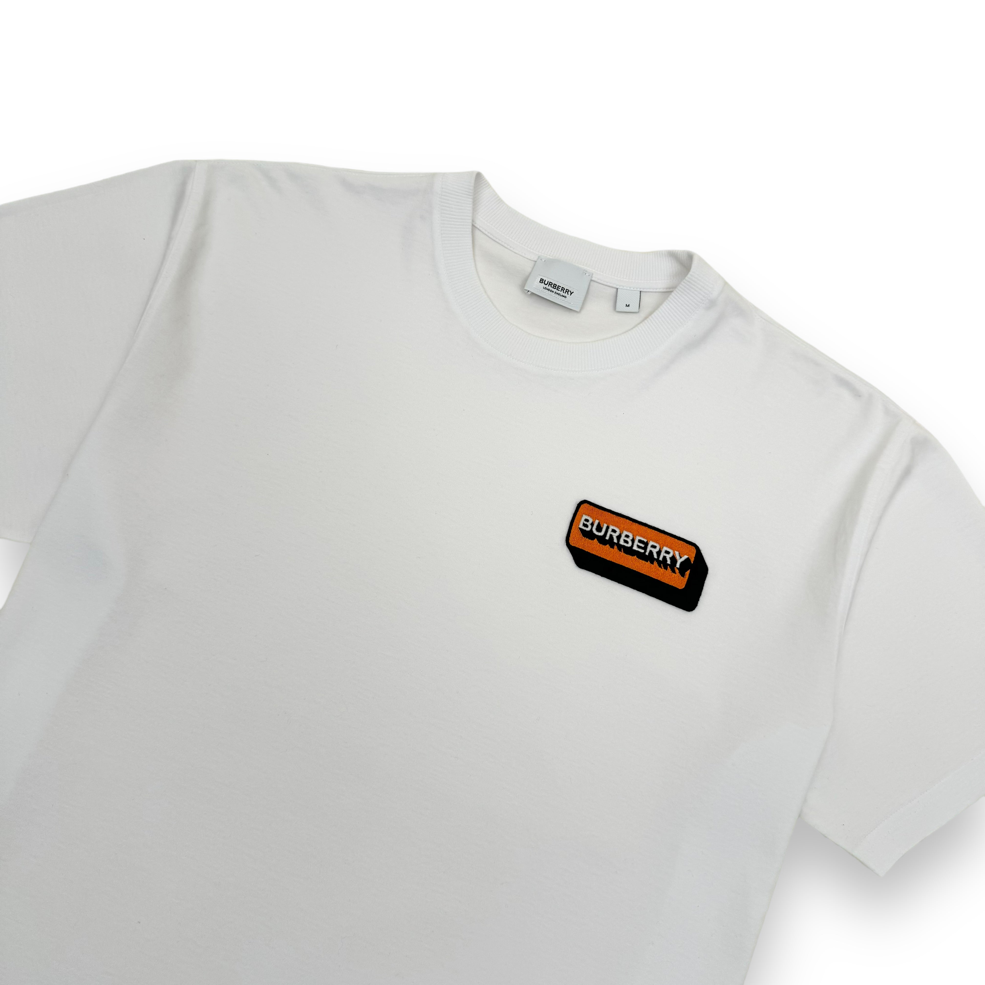 BURBERRY LOGO APPLIQUÉ SHORT SLEEVE T-SHIRT WHITE M