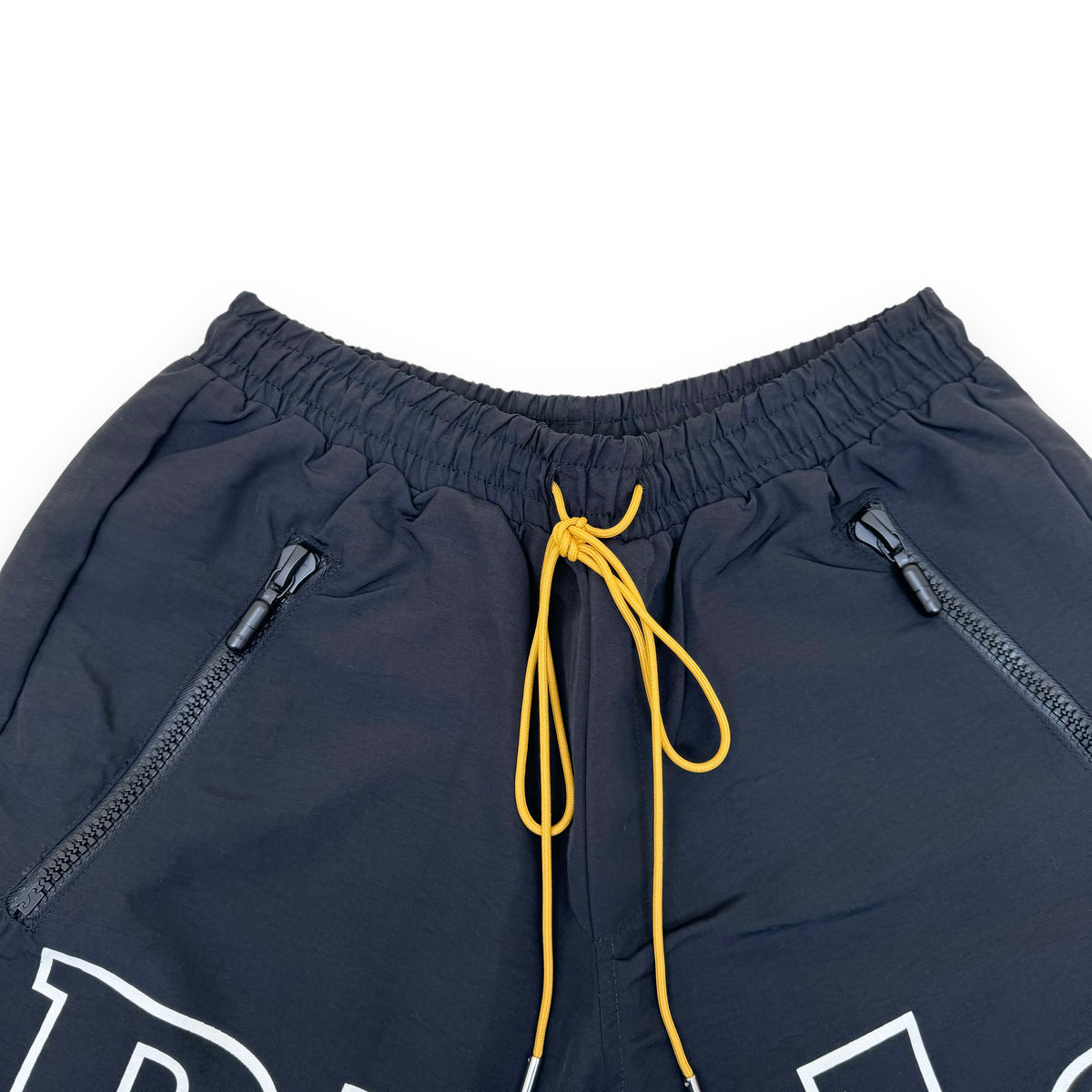 RHUDE OUTLINE NYLON SHORTS BLACK / WHITE L