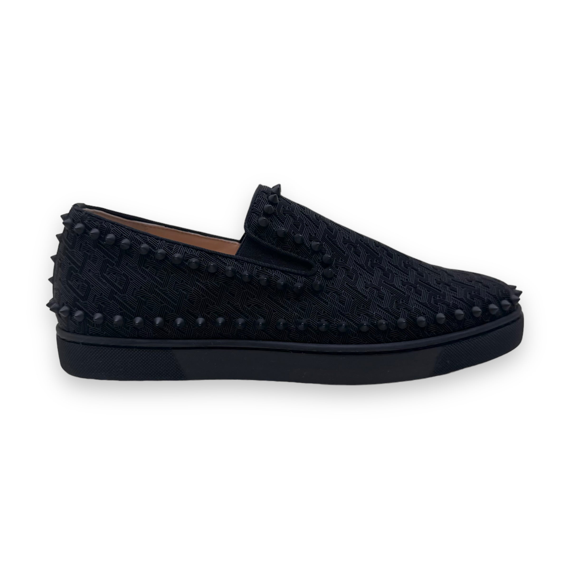 CHRISTIAN LOUBOUTIN PIK BOAT FLAT TECHNO SNEAKERS BLACK UK9
