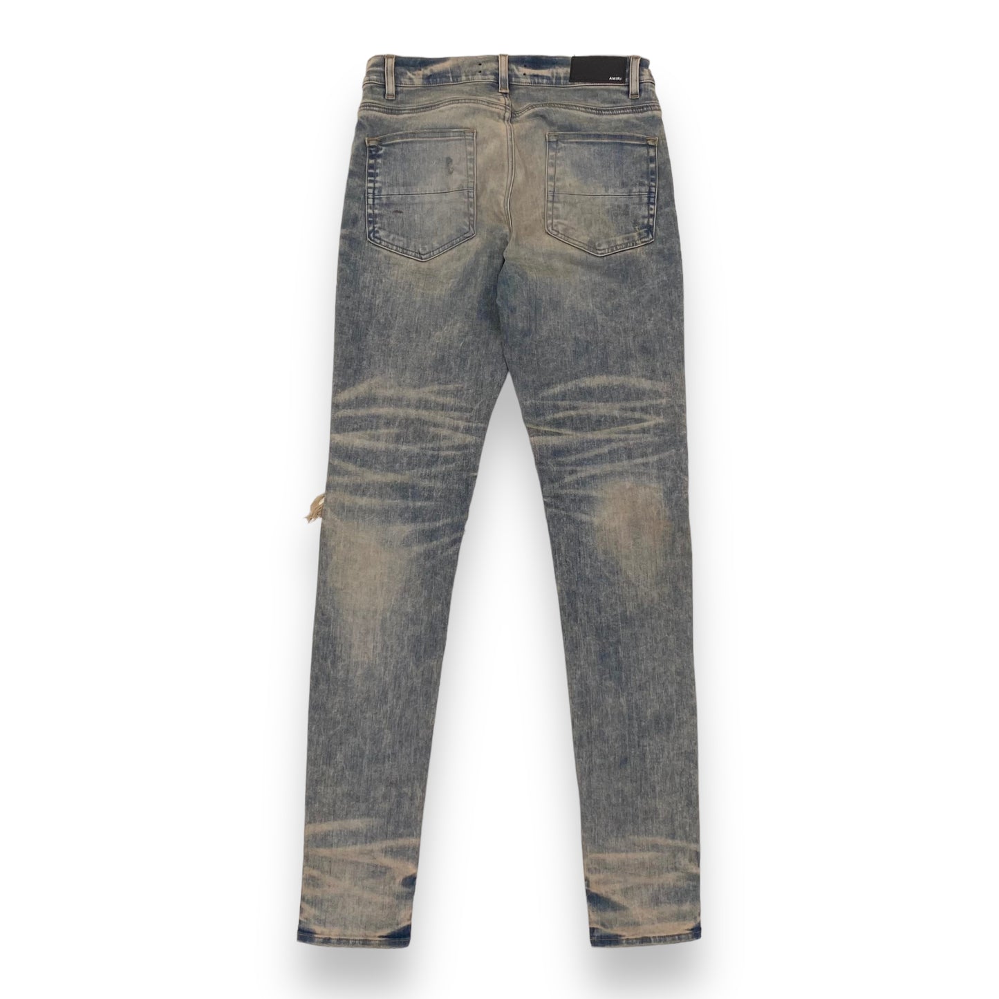 AMIRI MX1 SKINNY-FIT BANDANA DISTRESSED DENIM JEANS BLUE 33W