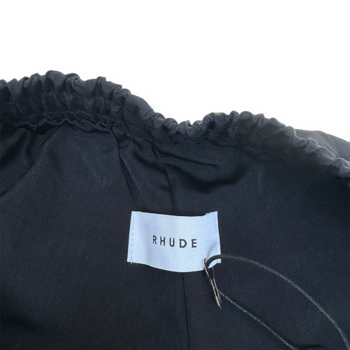 RHUDE OUTLINE NYLON SHORTS BLACK / WHITE L