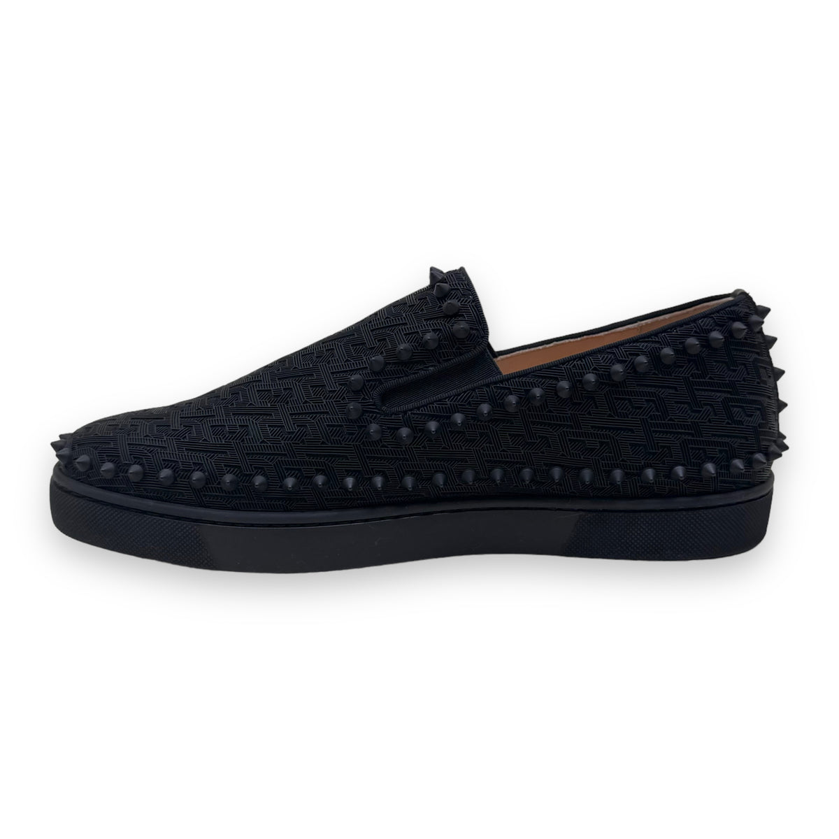CHRISTIAN LOUBOUTIN PIK BOAT FLAT TECHNO SNEAKERS BLACK UK9