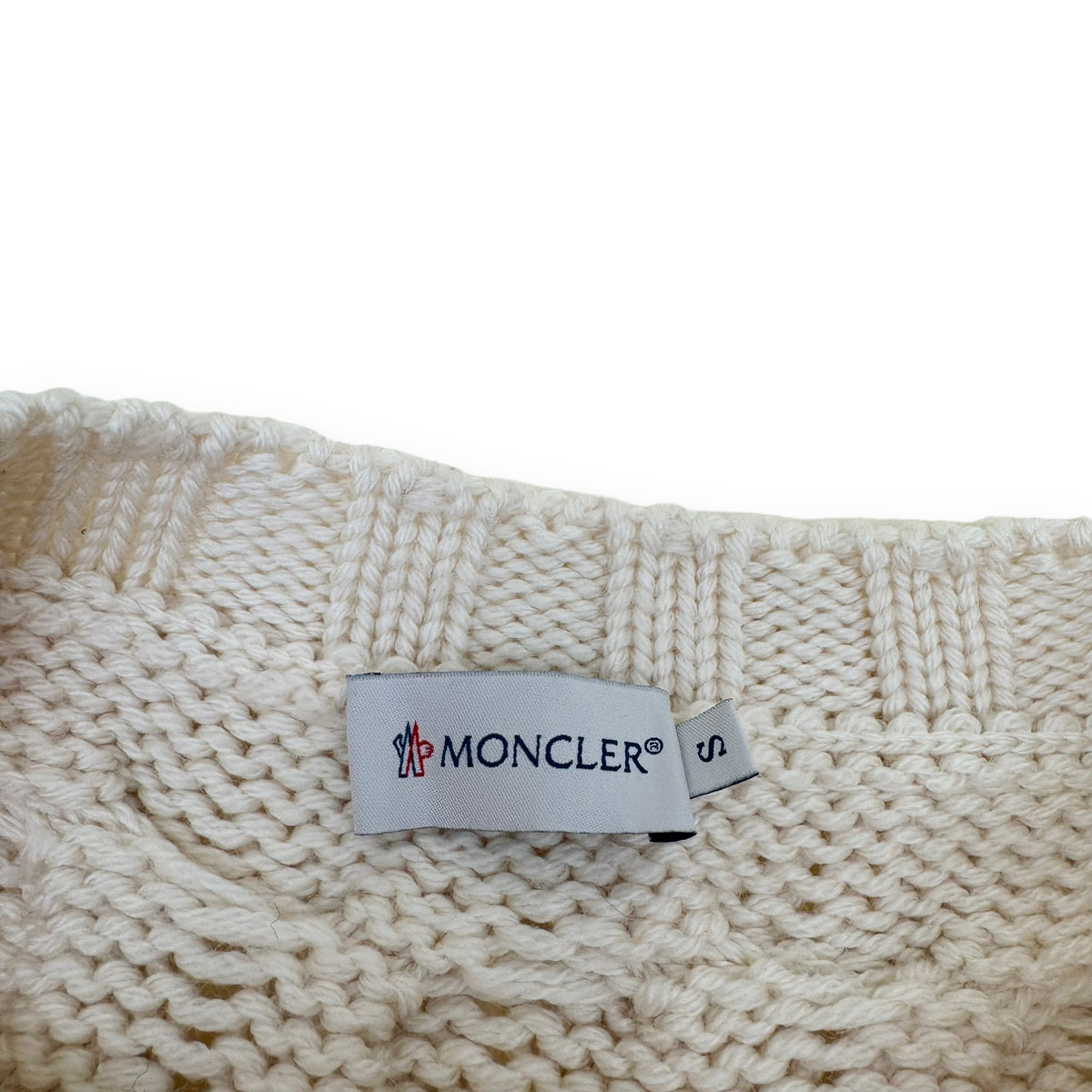 MONCLER CABLE KNIT SWEATER CREAM S