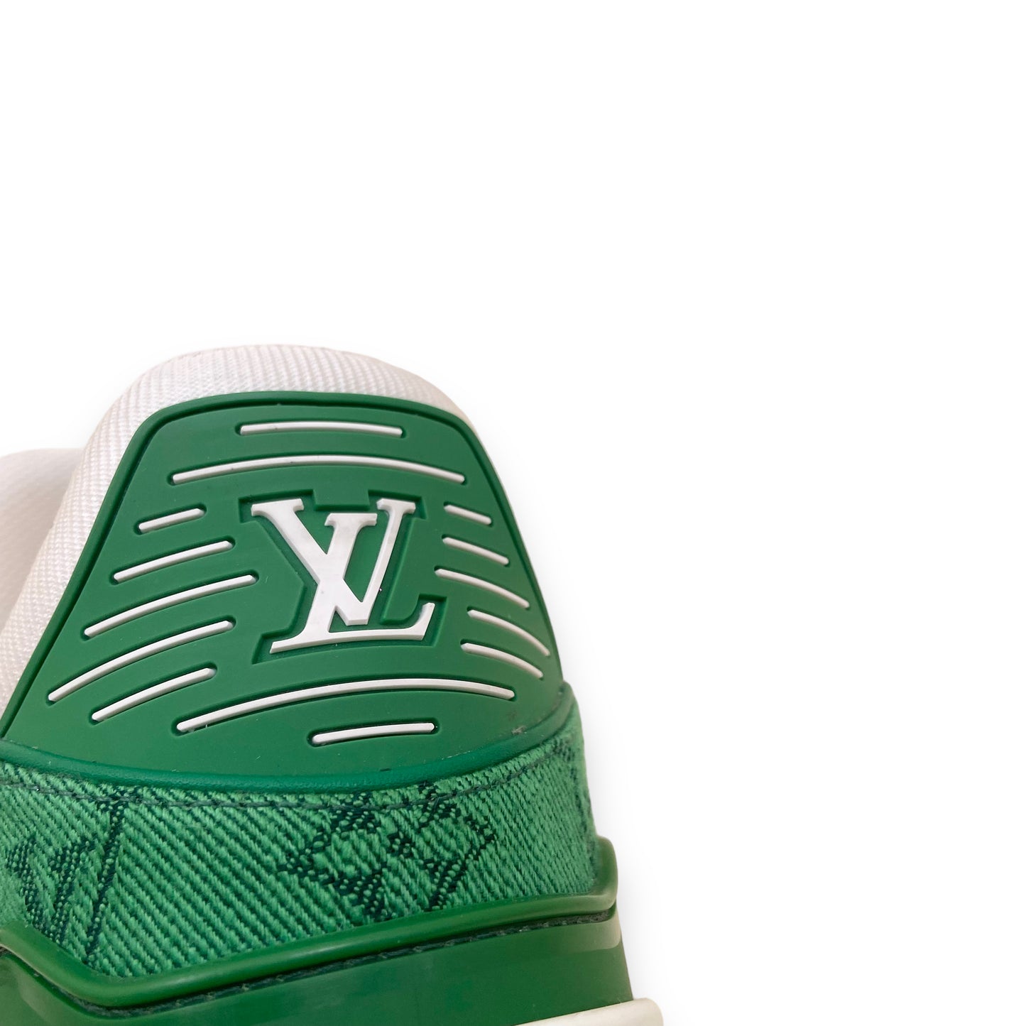 LOUIS VUITTON LV MONOGRAM DENIM SNEAKERS GREEN UK6.5