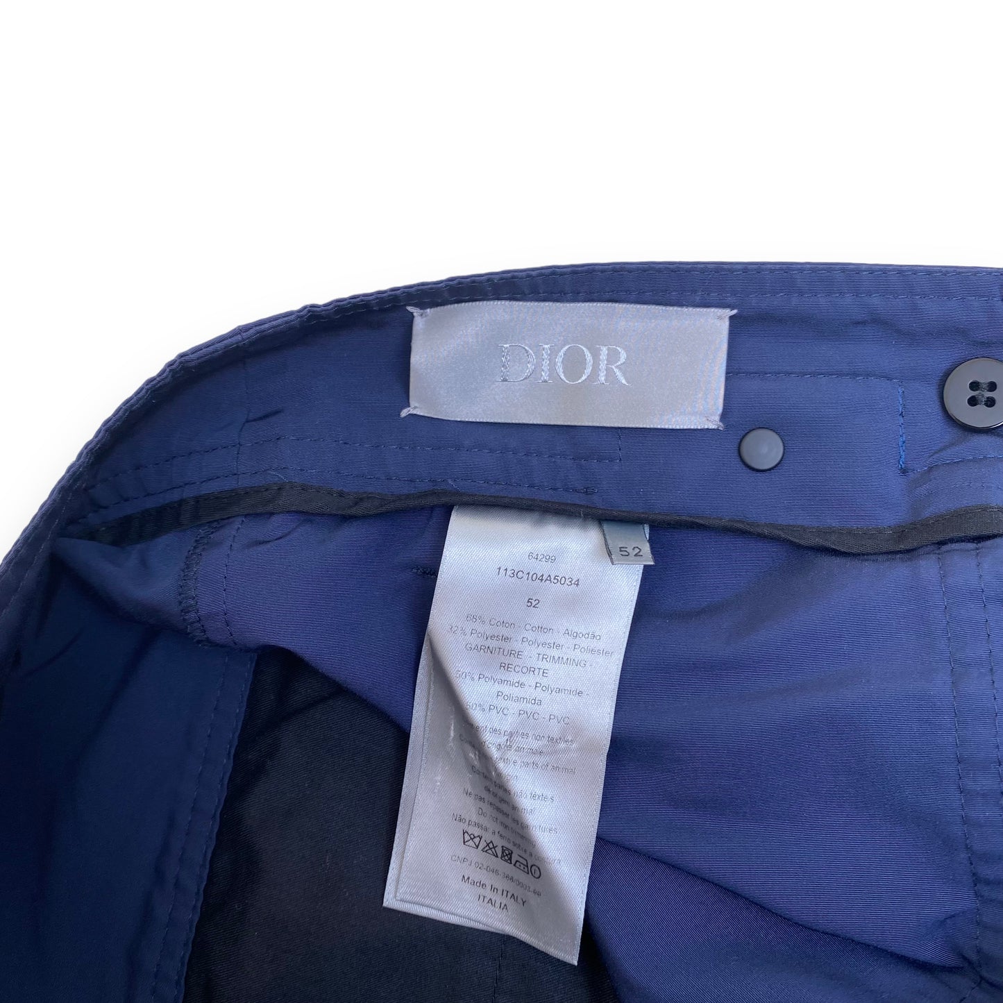 DIOR TECHNICAL LOGO CARGO PANTS NAVY XL