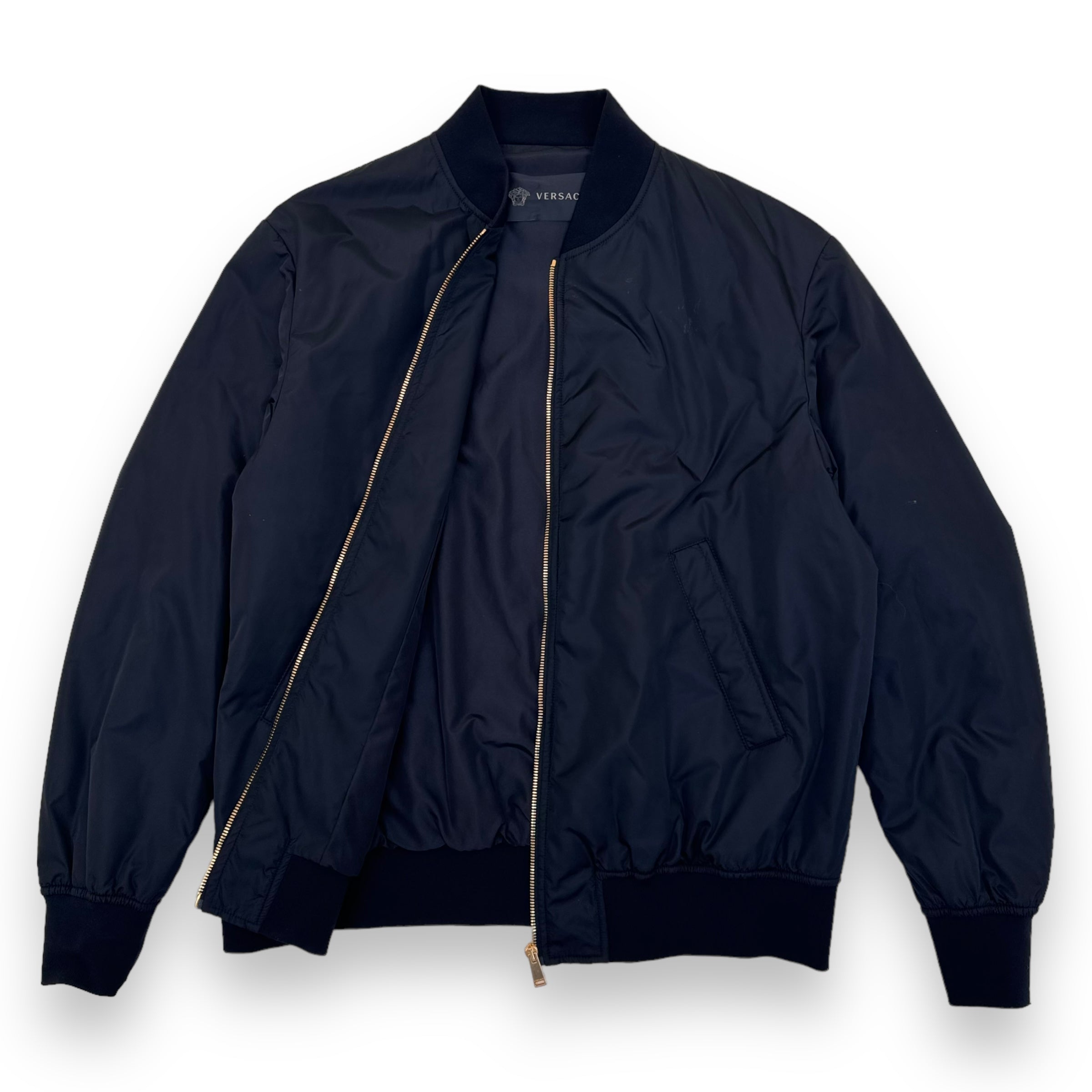 VERSACE ZIP-UP LOGO PRINT BOMBER JACKET BLACK XL