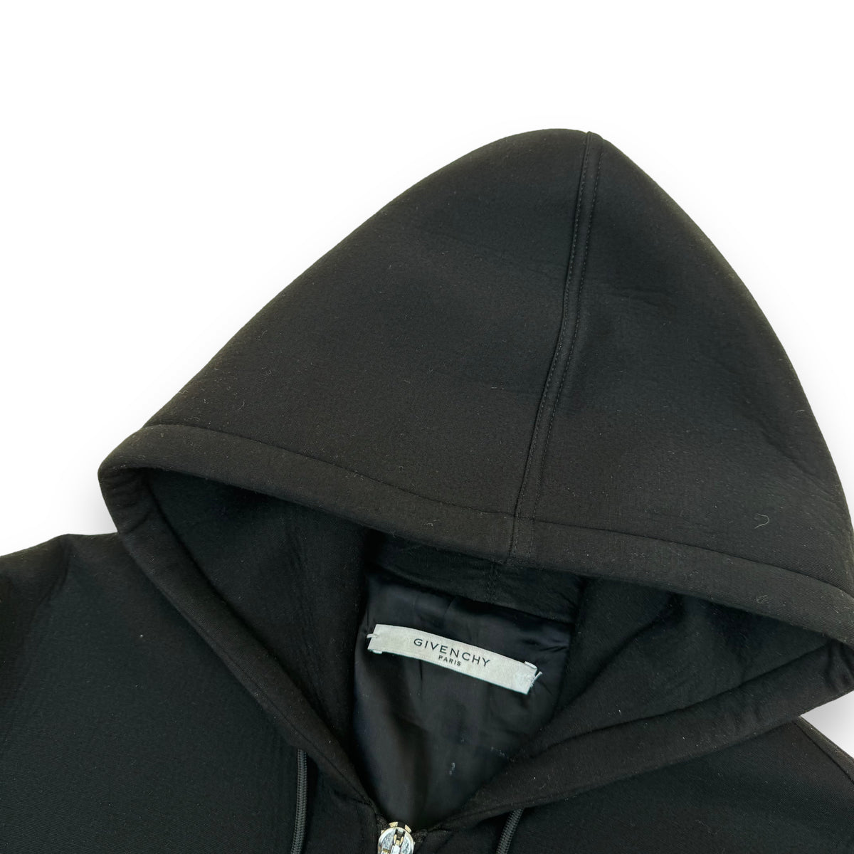 GIVENCHY HOODED NEOPRENE / LEATHER HOODED BOMBER JACKET BLACK S