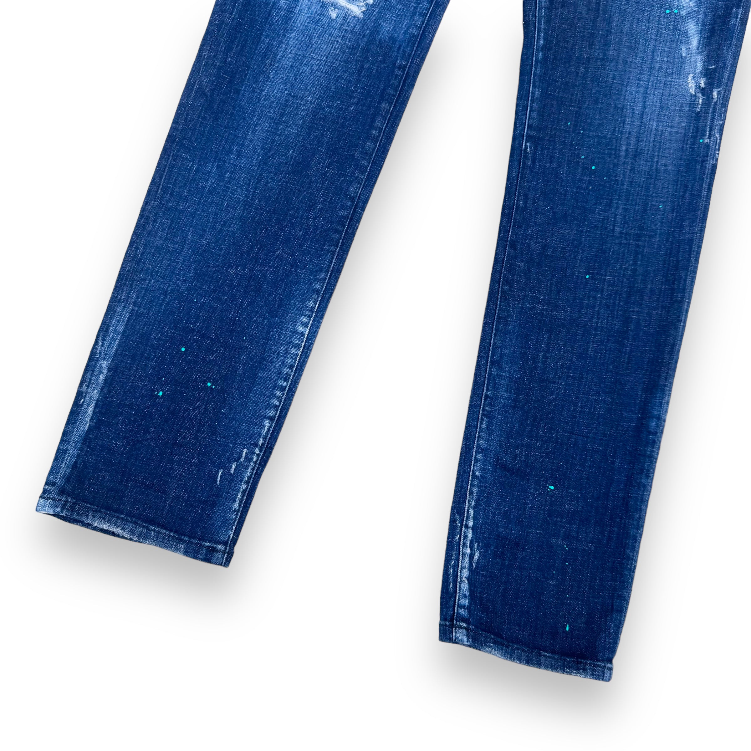 DSQUARED2 DISTRESSED PAINT SPLATTER DENIM JEANS BLUE XL
