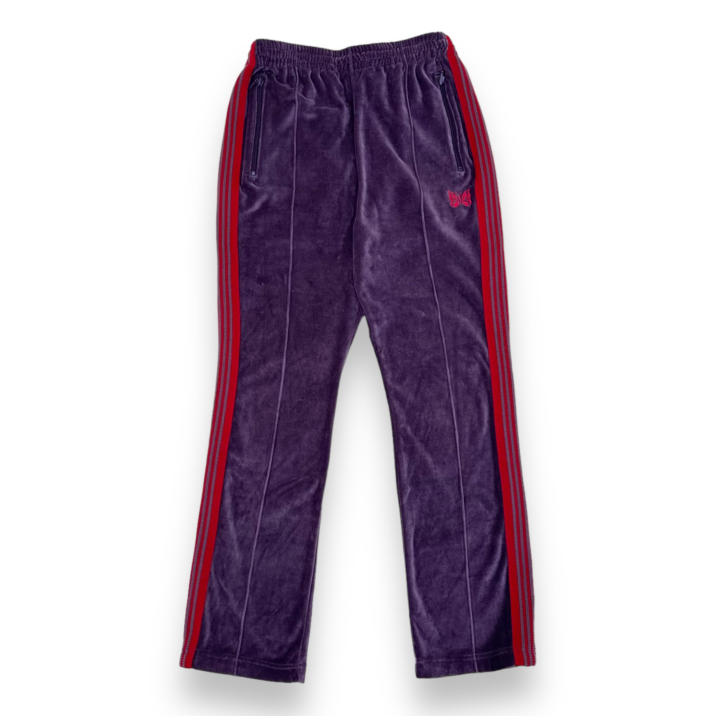 NEEDLES NARROW VELOUR TRACK PANTS PUPLE S