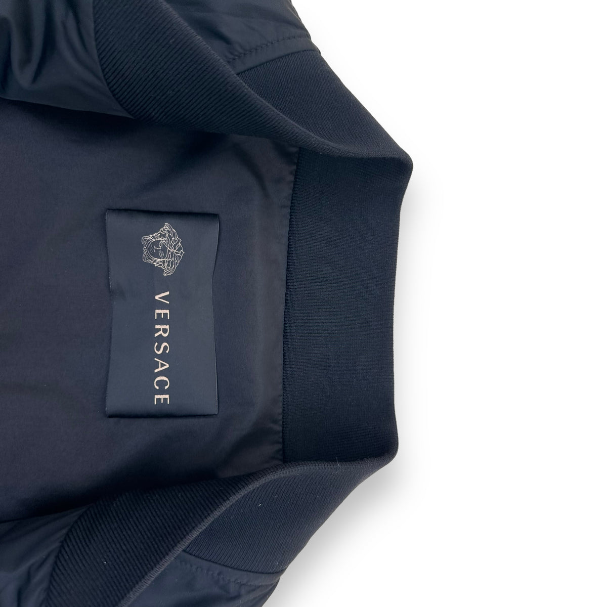 VERSACE ZIP-UP LOGO PRINT BOMBER JACKET BLACK XL