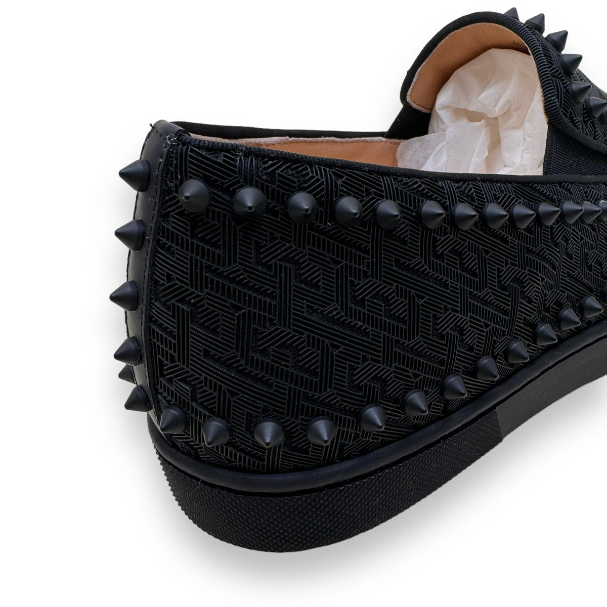 CHRISTIAN LOUBOUTIN PIK BOAT FLAT TECHNO SNEAKERS BLACK UK9