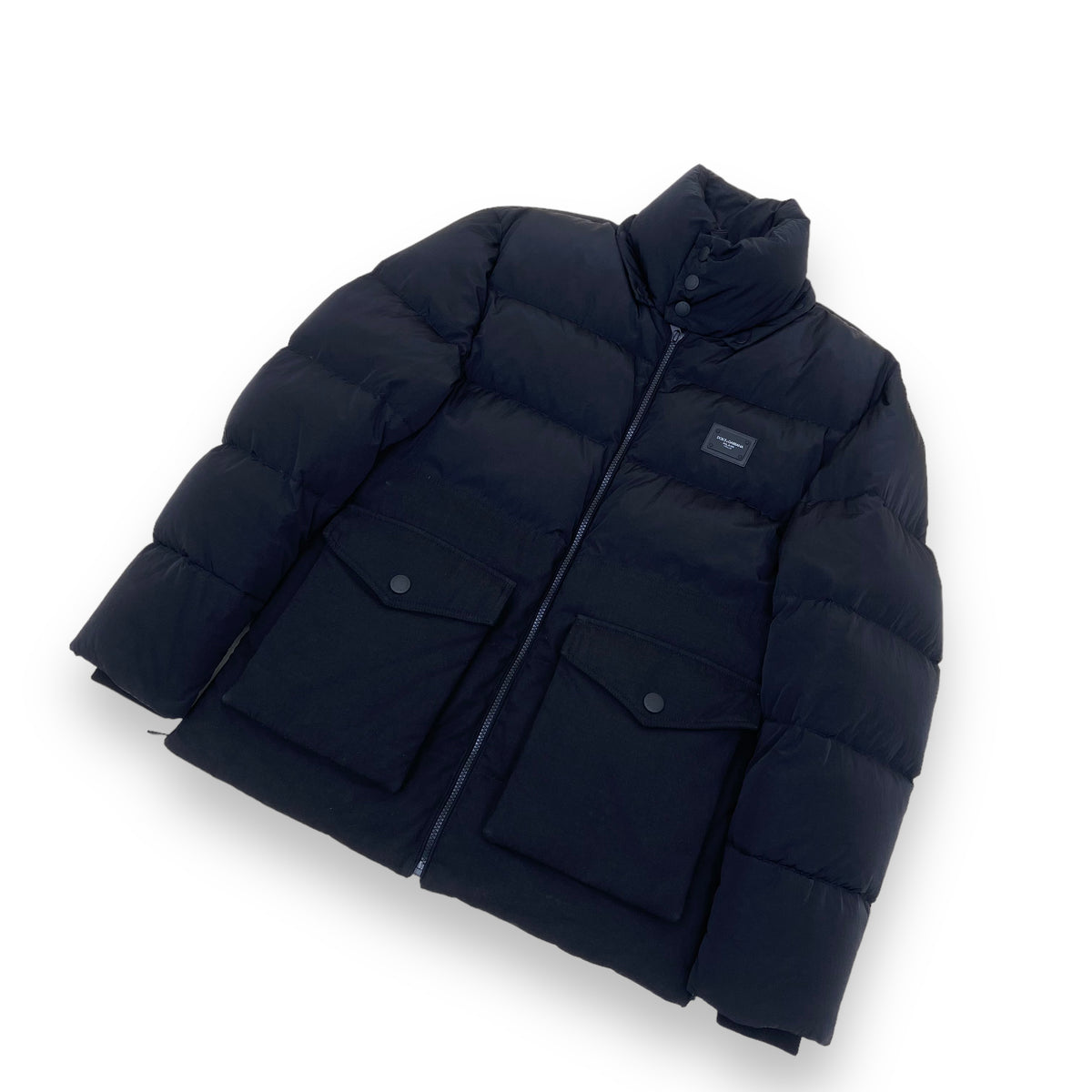 DOLCE & GABBANA PLATE PUFFER JACKET BLACK XS