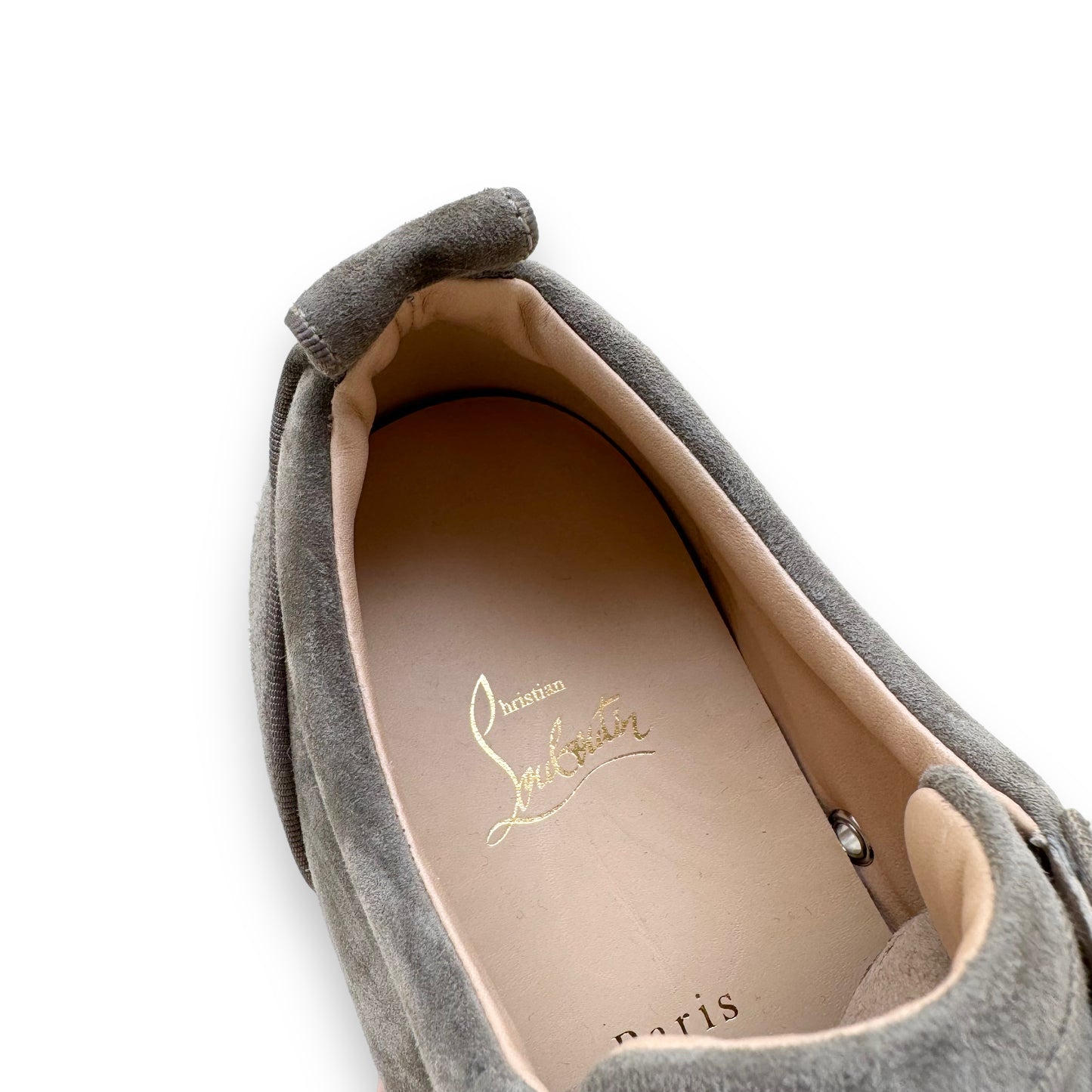 CHRISTIAN LOUBOUTIN LOUIS JUNIOR SUEDE SNEAKERS KHAKI UK9