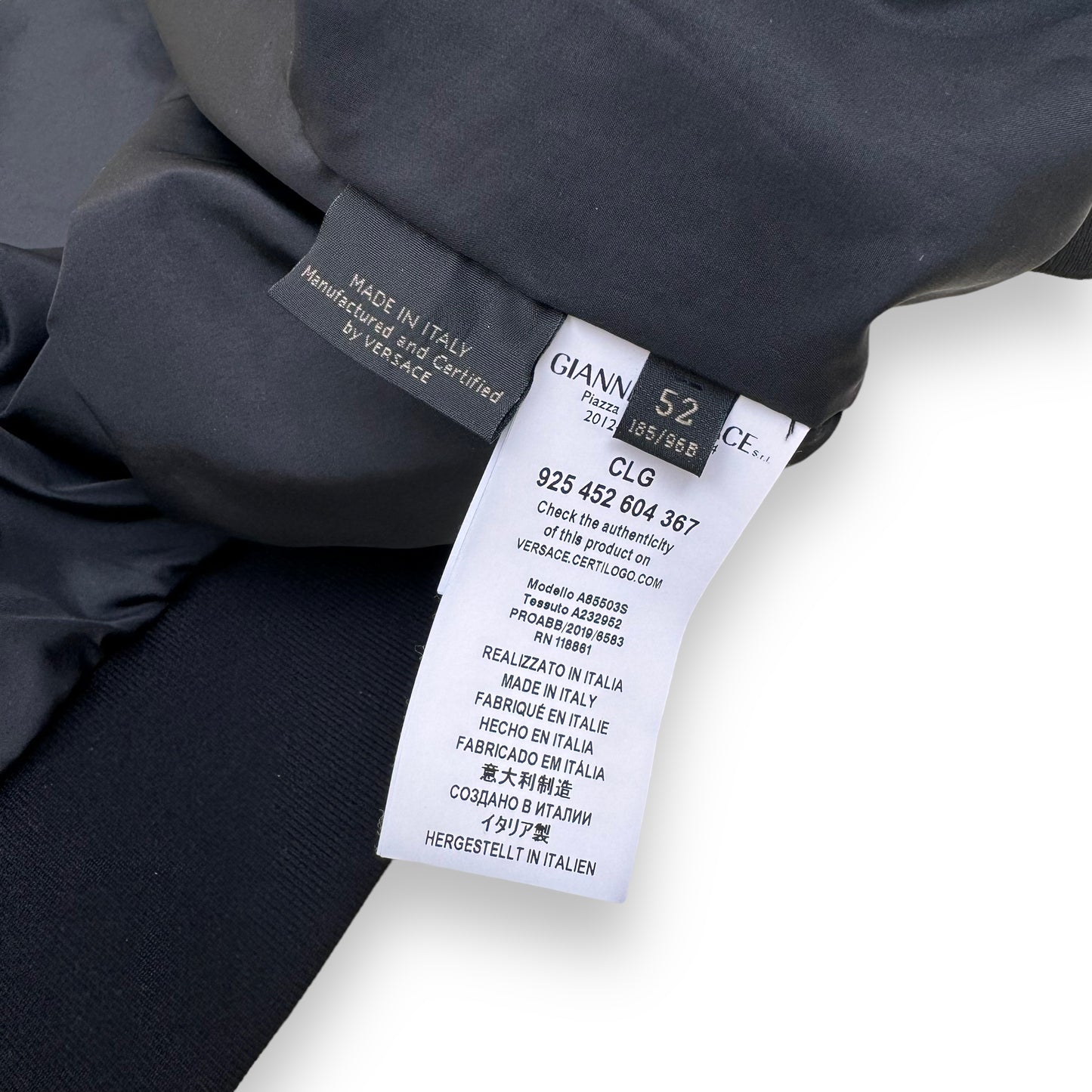 VERSACE ZIP-UP LOGO PRINT BOMBER JACKET BLACK XL