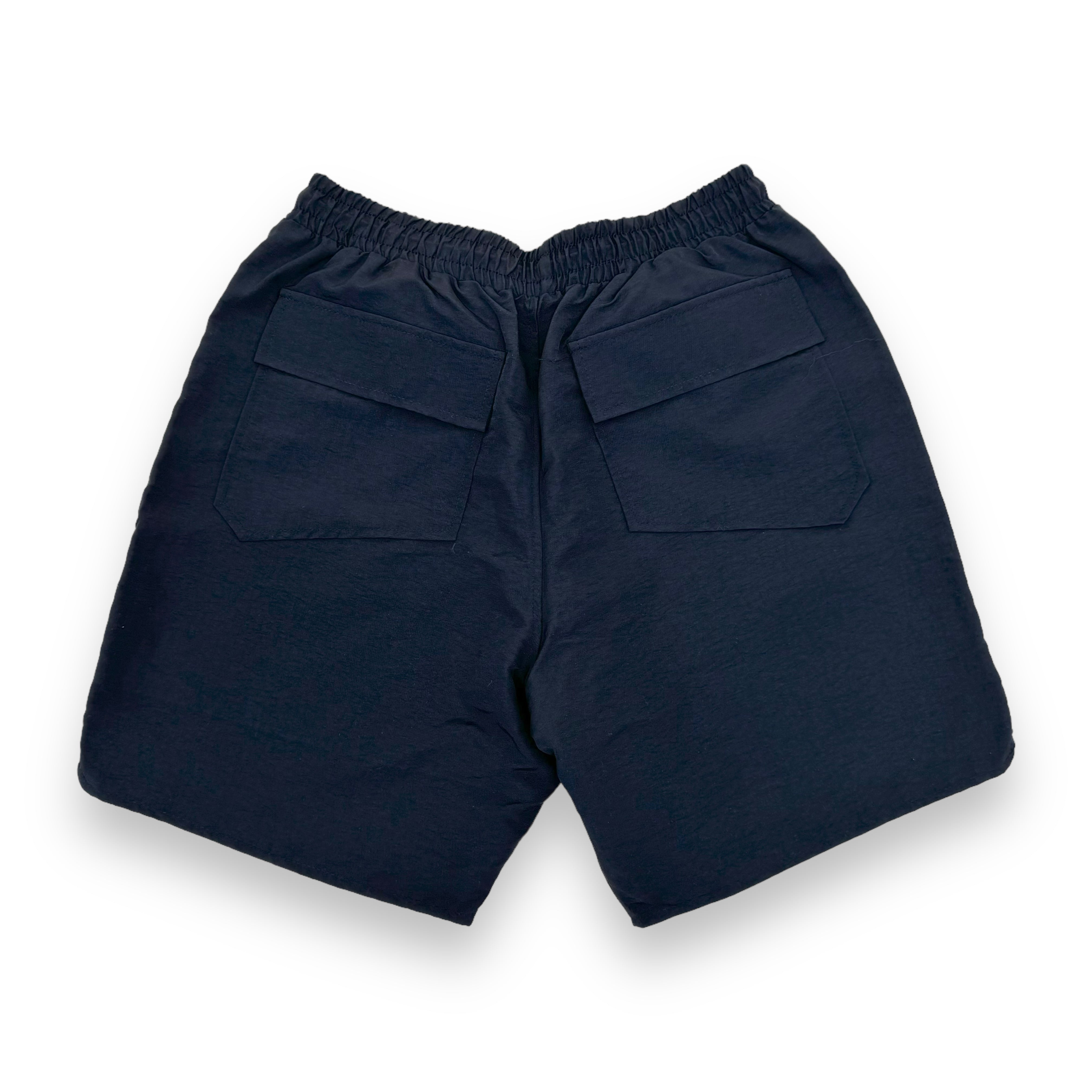 RHUDE OUTLINE NYLON SHORTS BLACK / WHITE L